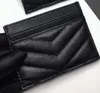 nieuwe mode kaarthouders kaviaar vrouw mini-portemonnee ontwerper pure kleur echt leer kiezeltextuur luxe zwarte portemonnee met box354i