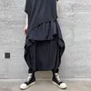 Männer Hosen Unregelmäßige Low Crotch Hip-hop Cross Männer Japanischen Stil Verbesserte Kimono Kendo Uniform Hakama Bushido Rock Hosen männer