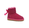 Prawdziwej skóry U3281 Bow chłopcy dziewczęta dziecięce dziecięce śniegowce miękkie wygodne pluszowe ciepłe buty z owczej skóry piękne świąteczne prezenty urodzinowe najwyższa jakość