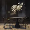Kolye lambaları Modern Seramik Ginkgo Yaprak Oturma Odası Restoran Sanat Lobi Satış Ofisi Kum Masa Dekorasyon Villa Chandelierpendant
