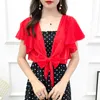 Korean Short Chiffon Bow Neckerchiefs Sunscreen Shawl Womens Summer Thin Transparent Blouse Shoulders Fake Collar Cape Knotted Scarf T95