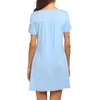 Femmes enceintes chemise de nuit robe maternité allaitement vêtements de nuit pyjama O-cou boutons solides robes à manches courtes vêtements de grossesse G220309