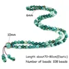 Perles Brins Charme 108 Perles Noeud Élastique Bracelet 6mm Naturel Vert Rayé Agates Pierre Prière Mala CollierBracelet Pour Femmes Hommes