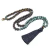 Pendentif Colliers 8mm Naturel Tiger Eye Bronzite 108 Mala Collier de perles Yoga Prière Rosaire pour hommes Femmes Japamala JewelryPendan