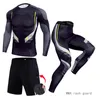 3-stycken Track Suit män som kör sportdräkt MMA Compression Sportswear Rash Guard Male Bodybuilding T-shirt Pants Man Training 220518