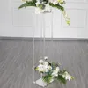 Decoração de festa clara acrílico piso vaso de flor stand com base de espelho, coluna de casamento geométrico home vases home