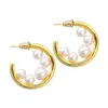 Trendy hoepel oorbellen voor vrouwen Pearl Ladies Circle Round Stud Luxury merk Kwaliteit mode sieraden 2022 accessoires kerstcadeau koper accessoire luxe retro retro