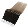 Tape in Hair Extension Balayage Human hair Black fading to Ash Blonde Ombre tape ins Adhesive Extensions 100g/40pcs