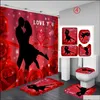 Shower Curtains Bathroom Accessories Bath Home Garden 4 Pcs Sets Curtain Set Toilet Er 180X180Cm Seat Ers Floor Mat For Valentine Drop Del