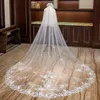 2022 Real Image Bridal Veils Wedding Hair Accessories White Ivory Long Crystal Beaded Lace Tulle Cathedral Length 3 M Church Veil 7516406