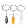 Nyckelringar smycken Natural Crystal Stone Pendant Keychains for Women Girl Bag Decor Fashion Accessories Drop Delivery Dhkay