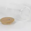 Almacén de EE. UU. 12 oz 16 oz Copa de vidrio de sublimación en blanco con tapa de bambú Sublimación cerveza lata de vidrio doble pared de nieve tazón de albañil con paja de plástico