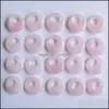 Arts et artisanat 18 mm cristaux de pierre naturelle Gogo Donut charmes pendentifs en quartz rose perles pour la fabrication de bijoux en gros Drop Sports2010 Dhy8C