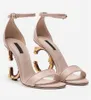 23/SFamous Keira Patent Leather Sandals Shoes Women Pop Heel Gold-plated Carbon D-baroque High Heels Lady Gladiator Sandalias Party Wedding EU35-43