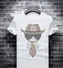 Herrpolos sommar casual man t-shirts man krona bi diamant män t skjortor mode svart/vit rhinestone t-shirtmen's Men'smen's