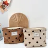 Corduroy Dot Women Cosmetic Bag Cotton Cloth Makeup Pouch Hand Travel Bag Lipstick Organizer Cases Fashion Zipper Clutch Purse