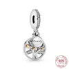 Ciondolo in argento 925 Fedi nuziali bicolore Ciondola il ciondolo con ciondolo Fit Collana Pandora originale per regalo di gioielli di moda femminile