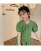 Clothing Sets Children's Set 2022 Summer Korean Girls' Bubble Sleeve Solid Color Two-piece Suit Kids OutfitClothing