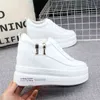 Super High Heel 10cm Women's Shoes 2022 Autumn New Thick-soled Lace-up White Shoes All-match Wedge Casual Shoes Sneakers G220610