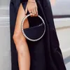 Colour Diamond Circular Evening Bag Women Round Handle Dinner Clutch Purse Ladies Half Moon Handbag Fashion 220614