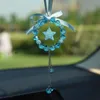 Interior Decorations Car Pendant Crystal Bead Bow Ribbon Auto Rearview Mirror Hanging Ornaments Bling Pink Decoration Accessories Girl Gifts