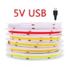 5V LED COB Strip Licht USB Hoge dichtheid Lineaire verlichting 320 LED Flexibele tape lichten Warm natuurlijk wit rood blauw groen ijsblauw roze