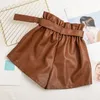 Women Faux Leather Shorts Vintage High Waist Female Shorts AllMatch Solid Color Loose Casual Shorts 220611