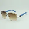 lunettes de soleil à diamants moyens 3524014 avec pieds en bois bleu naturel et verres taillés de 58 mm
