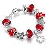 Pulseiras de charme de luxo joias femininas pulseira famosa prata vermelha moda cristal 925s diy contas de vidro designer pandora sl58