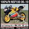 Fiberglasinjektion mögel kroppar för Honda NSF-100 NSF 100 karosseri 10dh.98 NSF100 06 07 08 09 10 NS-F100 2006 2007 2008 2009 2010 Glass Fiber Fairing Gloss Green