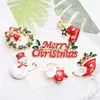 Pimler Broşlar Merry Noel Baba Claus Hat Eldiven Çiliz Çorap Snowman Candy Emaye Pin Rozetleri Zarif Sevimli Karikatür Takı Seau22