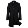 Осенняя зимняя черная шерстяная шерсть мужчина в корейском стиле длинные шерстяные пальто мужская односпальная куртка повседневная мешалка мужские смеси T220810