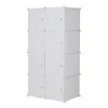 Soportes de almacenamiento Bastidores Organizador de 8 cubos Estantes de almacenamiento de cubos de plástico apilables Diseño Armario modular multifuncional con barra para colgar Blanco