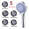 Zhangji Bathroom Shower Head 5 Modes ABS Plastic Big Panel Round Chrome Rain Head Water Saver Classic Design Showerhead 220525