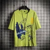 Летняя мужская футболка с короткими рубашками мода граффити граффити для печати o-eck t Рубашки мужчины повседневные плюс размер хип-хоп Top