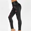 Damesbroek dames capris slanke magere jeggings roze gedrukte gescheurde denim jeans hoog elastisch potlood compressie panty's gat