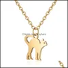 Pendant Necklaces Pendants Jewelry Hight Quality Stainless Steel Cute Cat Necklace For Women Men Simple Design Pet Charm Gold Sier Chain D