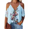 New Srylish Women Blouse Floral Print All-match Breathable Women Short Sleeve T-shirt Tops for Daily Wear Tops L220705