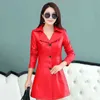 Кожаная куртка женщин черный красный L-5xl весенняя осень Новая корейская мода Slim Thin Faux Leather Coats Feminina L220801