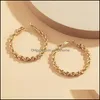 Серьги Hoop Hie Jewelry Vintage Big Hollow Cround Sergring для женщин Metal Gold Sier Geometric Hook Party Brincos Drop доставка