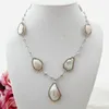 Chains 19" White Freshwater Keshi Pearl Cubic Zirconia Micro Pave Silver Color Plated Chain Necklace For Women