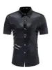 Camicia metallizzata rivestita in oro lucido Uomo 2022 Moda uomo Camicie da discoteca DJ Camicie da uomo Slim Fit Chemise Homme Hip Hop Streetwear L220704