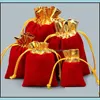 Torebki biżuterii Worki Opakowanie Wyświetlacz czerwone złote torebki Wisianek Naszyjnik z koralikami Bransoletka Prezent Sto dhrts