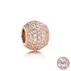 925 Sterling Silver Rose Gold Love Heart Zircon Series Pendant DIY Fine Beads Fit Original Pandora Charm Bracelet Jewelry