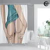 Modern duschgardin 3D Vacker naken Sexig röv Vattentät badrumstillbehör Set Heminredning Dekorationer 220429
