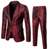 Kurtki spodnie Men Business Casual Slim Subets Modna nadrukowana smoking ślubna formalna sukienka Blazer Stage Suit 220714