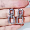 Pendientes de diseño de geometría de lujo, collares, anillos, conjunto de joyería de boda, marca brillante, circonita cúbica, encanto de plata, pendientes, aretes, collar, anillo de amor