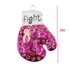 Crystal Breast Cancer Awareness Necklace Luxury Pink Ribbon Rhinestone Boxing Gloves Shape Pendant Charms Necklace For Women