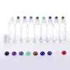 10st eteriska oljeflaskor rullar på rullkula läkning kristallchips semiprecious stenar flaskor påfyllbar flaskbehållare 220726