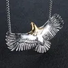 316L Colares de aço inoxidável pingentes de águia asas de águia animal gótico gótico design antigo jóias masculinas de prata